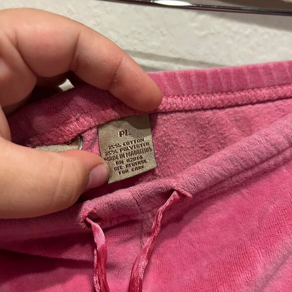 Vintage 90s/Y2K Pink velvet velour sweatpants with drawstring waist - Picture 7 of 8